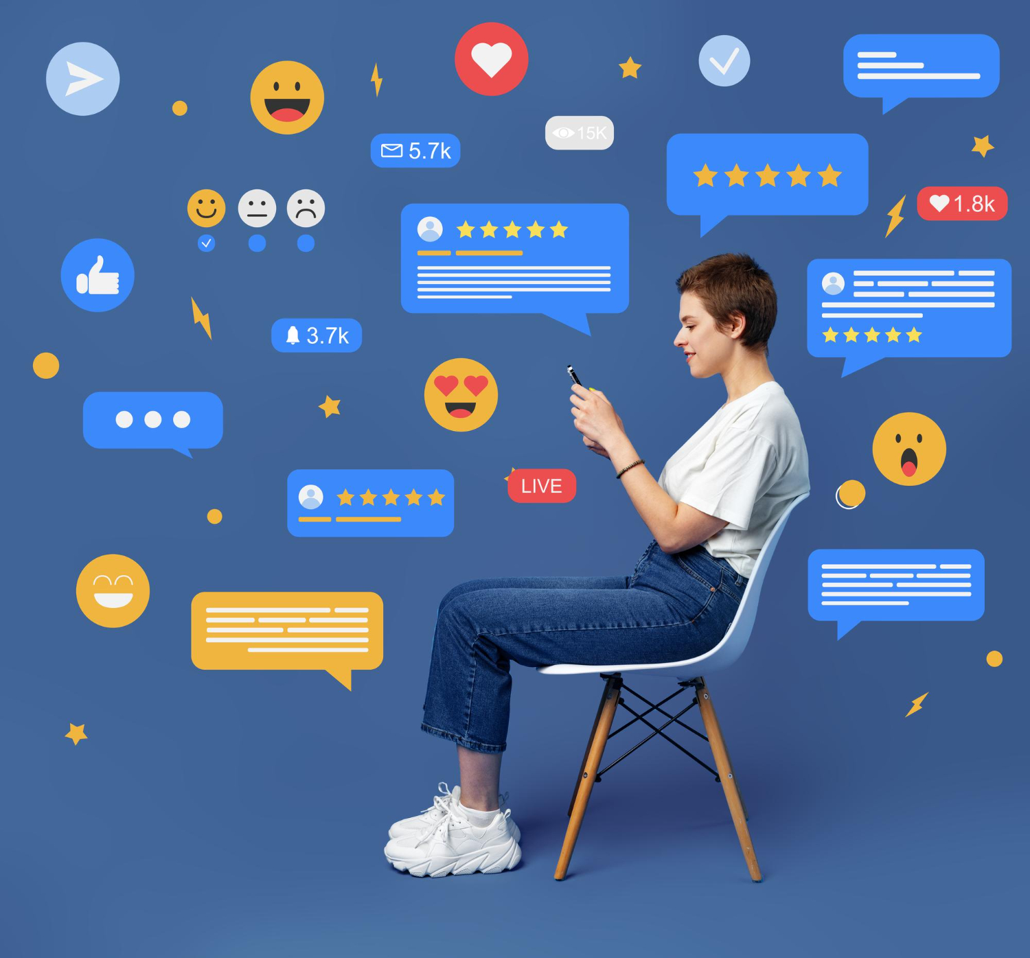 Young Woman Checking Social Media